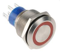 175-9680 RS PRO Illuminated Push Button Switch, Momentary, Panel Mount, 22.2mm Cutout, DPDT, Red LED, 250V ac, IP67