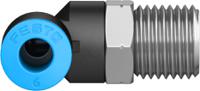 qsl-14-6 Festo QS Series Elbow Threaded Adaptor, R 1/4 Male to Push In 6 mm, Threaded-to-Tube Connection Style, 153047