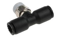 3108-06-10 Legris LF3000 Series Tee Threaded Adaptor, Push In 6 mm to Push In 6 mm, Threaded-to-Tube Connection Style