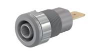233060-28 Staubli Grey Socket Banana Connector, 4 mm Connector, Faston Terminal Termination, 32A, 1kV, Gold Plating