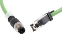 1044470015 Weidmuller, 1.5m Cat5, Green M12 to RJ45, Terminated PUR Sheath