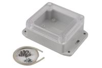 rp1050bfc Hammond RP Series Light Grey Polycarbonate General Purpose Enclosure, IP65, Flanged, Clear Lid, 85 x 80 x 40mm
