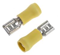 fvddf55-250aslf JST FVDDF Yellow Insulated Female Spade Connector, Receptacle, 6.35 x 0.8mm Tab Size, 2.6mm² to 6.6mm²
