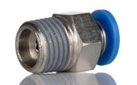 916-0710 RS PRO Straight Threaded Adaptor, R 1/8 to Push In 8 mm, Threaded-to-Tube Connection Style