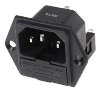 811-7235 RS PRO C14 Panel Mount IEC Connector Male, 10A, 250 V, Fuse Size 5 x 20mm