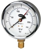 346560 Brannan G 3/8 Analogue Pressure Gauge 16bar Bottom Entry 100mm Outside Diameter