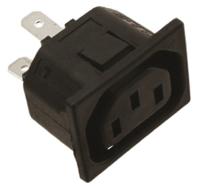 6esrfc3 TE Connectivity IEC Connector Snap-In Socket, 2P, Quick Connect Termination, 15A, 120 V ac, 250 V ac