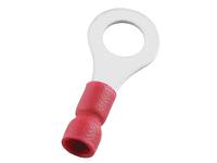 178-8677 RS PRO Insulated Ring Terminal, 6.4mm Stud Size, 0.5mm² to 1.5mm² Wire Size, Red
