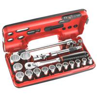 sldbox501 Facom 21-Piece Metric 1/2 in Standard Socket Set with Ratchet, 12 point