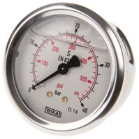 9314197 WIKA G 1/4 Analogue Pressure Gauge 40bar Back Entry 63mm Outside Diameter