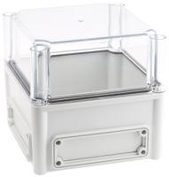 ekha-180-t-enclosure Fibox EK Series Grey Polycarbonate Enclosure, IP66, IP67, Flanged, Transparent Lid, 190 x 190 x 180mm
