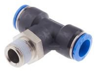 qst-38-12 Festo QS Series Tee Threaded Adaptor, Push In 12 mm to Push In 12 mm, Threaded-to-Tube Connection Style, 153114
