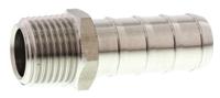 1823-16-21 Legris Stainless Steel Pipe Fitting, Straight Hexagon Tailpiece Adapter, Male R 1/2in x Male