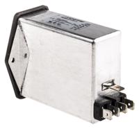 fn393-25-05-11 Schaffner 2.5A, 250 V ac Male Panel Mount IEC Filter 2 Pole FN393-2.5-05-11, Faston 1 Fuse