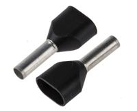 twe15-8 JST, TWE Insulated Crimp Bootlace Ferrule, 8mm Pin Length, 2.3mm Pin Diameter, 2 x 1.5mm² Wire Size, Black