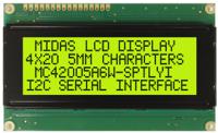 mc42005a6w-sptlyi-v2 Midas MC42005A6W-SPTLYI-V2 Alphanumeric LCD Alphanumeric Display, 4 Rows by 20 Characters
