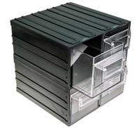 236-3612 RS PRO 4 Drawer Storage Unit, Plastic, 208mm x 208mm x 222mm, Transparent