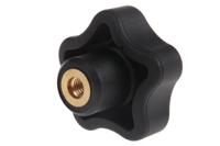 69897 Elesa  Black Multiple Lobes Clamping Knob, M6, Threaded Through Hole