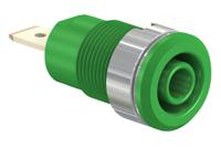 233060-25 Staubli Green Female Banana Socket, 4 mm Connector, Tab Termination, 32A, 1000V, Gold Plating