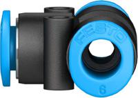qsmt-6 Festo QSMT Series Tee Tube-to-Tube Adaptor Push In 6 mm, Push In 6 mm to Push In 6 mm, Tube-to-Tube Connection Style,