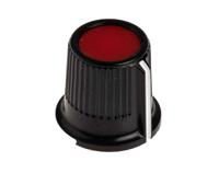 259-6935 RS PRO 16.2mm Black, Red Potentiometer Knob for 6.35mm Shaft Splined