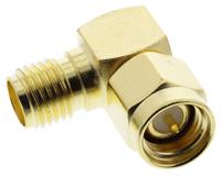 j01154a0021 Telegartner Right Angle 50Ω RF Adapter SMA Plug to SMA Socket 12.4GHz