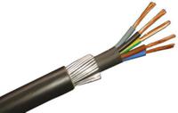 196-4700 RS PRO Armoured 4 mm² 5 Core Power Cable, Black PVC, 50m