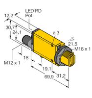 miad9fq Banner Glass Fibre Optic Sensor, Current Output, IP67, 5 → 15 V