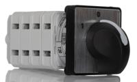 265-7681 RS PRO, 4P 3 Position 60° Changeover Cam Switch, 500V ac, 25A, Knob Actuator