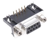 a-df-09-akg-t1 ASSMANN WSW A-DF 9 Way Right Angle Through Hole D-sub Connector Socket, 2.77mm Pitch, with 4-40 UNC Screwlocks