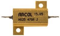 hs25-470r-j Arcol, 470Ω 25W Wire Wound Chassis Mount Resistor HS25 470R J ±5%