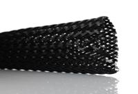 251-0833 RS PRO Expandable Braided PET Black Cable Sleeve, 20mm Diameter, 100m Length