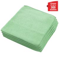 8396 WYPALL Wypall Green Cloths for Glass and Mirror Cleaning, Dry Use, Bag of 6, 400 x 400mm, Repeat Use