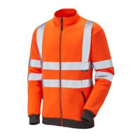 ss03-o-leo-l Leo Workwear Orange Unisex Hi Vis Fleece, L