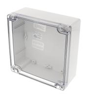 1554q2gycl Hammond 1554 Series Grey Polycarbonate Enclosure, IP68, Clear Lid, 5.51 x 5.51 x 2.36in
