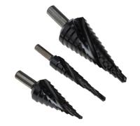 4407024 EXACT 3-Piece Step Drill Bit Set for Metal, 30mm Max, 4mm Min, HSS Bits