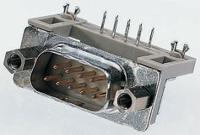 023211 Provertha TMC 9 Way Right Angle Through Hole D-sub Connector Plug, 2.84mm Pitch, with Ground Clip, M3 Screwlock