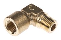0144-13-13 Legris Brass Pipe Fitting, 90° Threaded Elbow, Male R 1/4in to Female G 1/4in