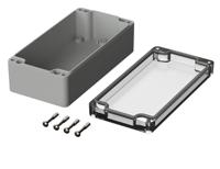 02220100 Bopla Euromas Series Light Grey Polycarbonate Enclosure, IP66, IK07, Transparent Lid, 160 x 80 x 55mm