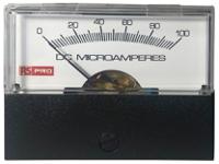 186-2536 RS PRO Analogue Panel Ammeter 100 (Input)μA DC, 57mm x 44mm, ±1.5 % Moving Coil