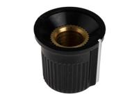 259-6935 RS PRO 16.2mm Black, Red Potentiometer Knob for 6.35mm Shaft Splined