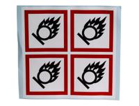 181-2257 RS PRO White Gloss Polymeric Vinyl Safety Labels, GHS Oxidising-Text 100 mm x 100mm