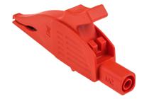 669575-22 Staubli Crocodile Clip 4 mm Connection, Brass Contact, 32A, Red