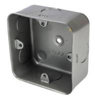255-4753 RS PRO Grey Back Box, BS, Wall Mount, 1 Gangs, 76 x 76 x 40mm