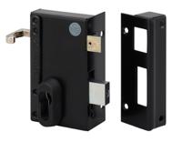 9870-fe98701020 Dom Metalux Black Steel Rim Lock, Key Unlock