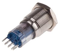 811-8461 RS PRO Illuminated Push Button Switch, Momentary, Panel Mount, 16mm Cutout, SPDT, Yellow LED, 250V ac, IP65, IP67