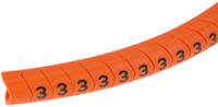 901-10308 HellermannTyton Helagrip Slide On Cable Markers, Black on Orange, Pre-printed "3", 4 → 9mm Cable,