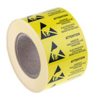 364-3587 RS PRO Yellow Paper ESD Label, Attention-Text 45 mm x 25mm
