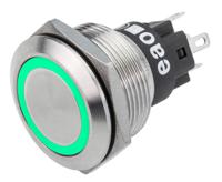 82-66511134 EAO 82 Series Illuminated Push Button Switch, Momentary, Panel Mount, 22.3mm Cutout, SPDT, Green LED, 240V, IP65, IP67