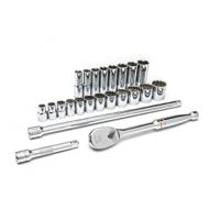 80707 GearWrench 23-Piece Imperial 1/2 in Deep Socket/Standard Socket Set with Ratchet, 6 point